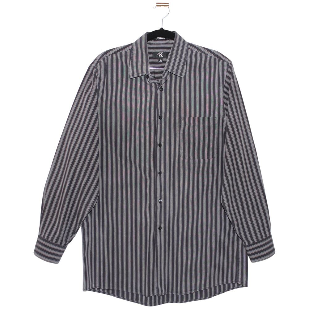 CK Calvin Klein Grey Stripped Button Down Size Medium